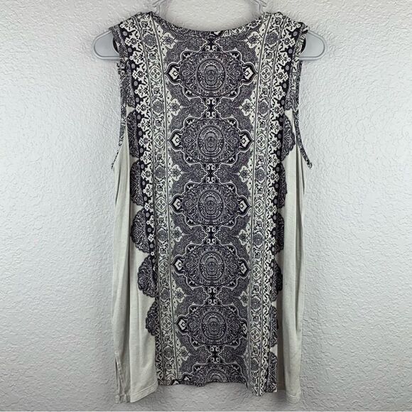 Rose & Olive Stretch Printed V-Neck Sleeveless Pullover Tank Top Gray Size Large - Picture 7 of 7